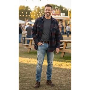 Red Head Cotton Plaid Brushed Flannel Shirt Lumberjack Layering Mens Size Large